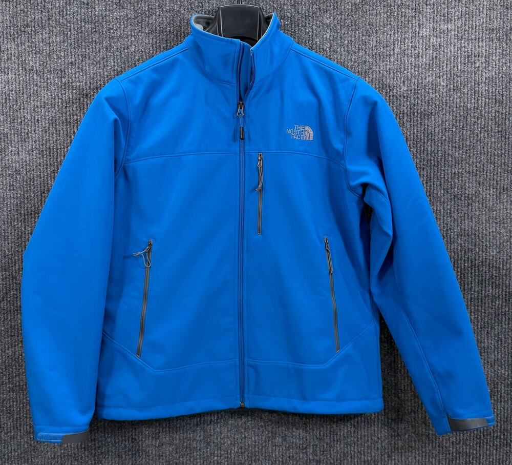 The North Face Soft Shell Jacket Mens Medium Blue Full Zip Fleece Lined Coat